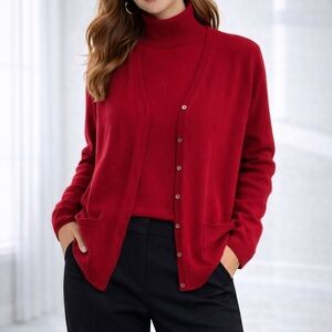Daniel Bishop 100% Cashmere Red Twin Set size M